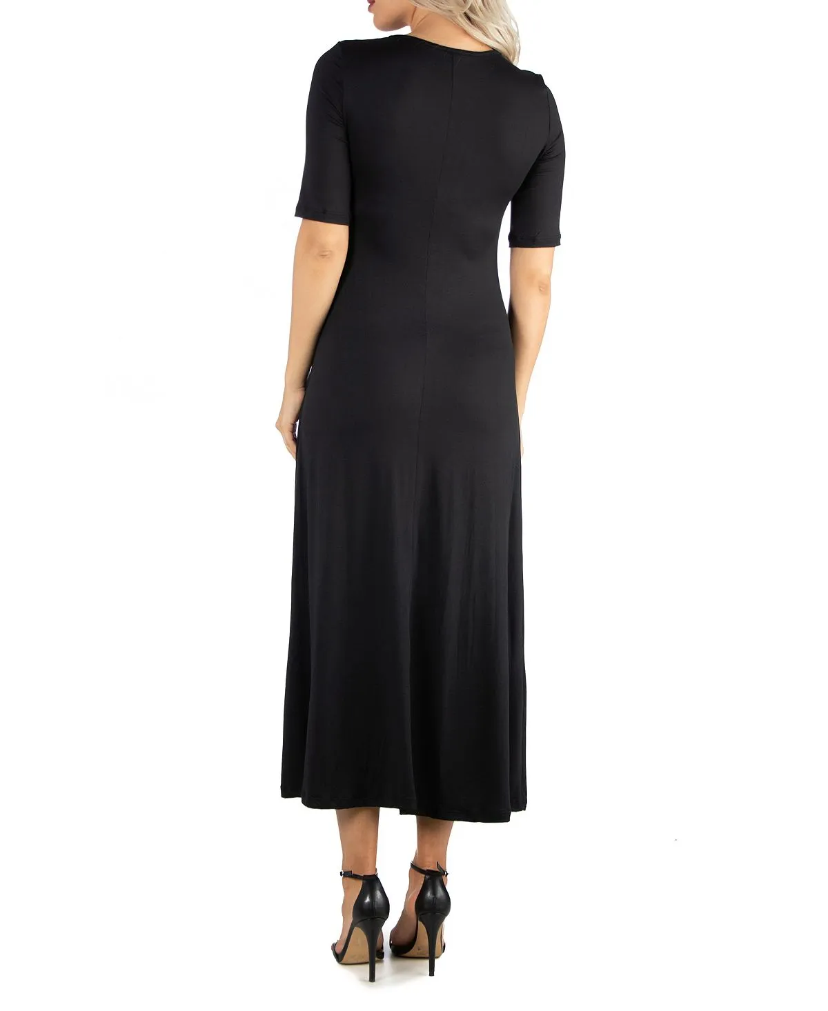 24seven Comfort Apparel Women's Casual Maxi Dress, Black