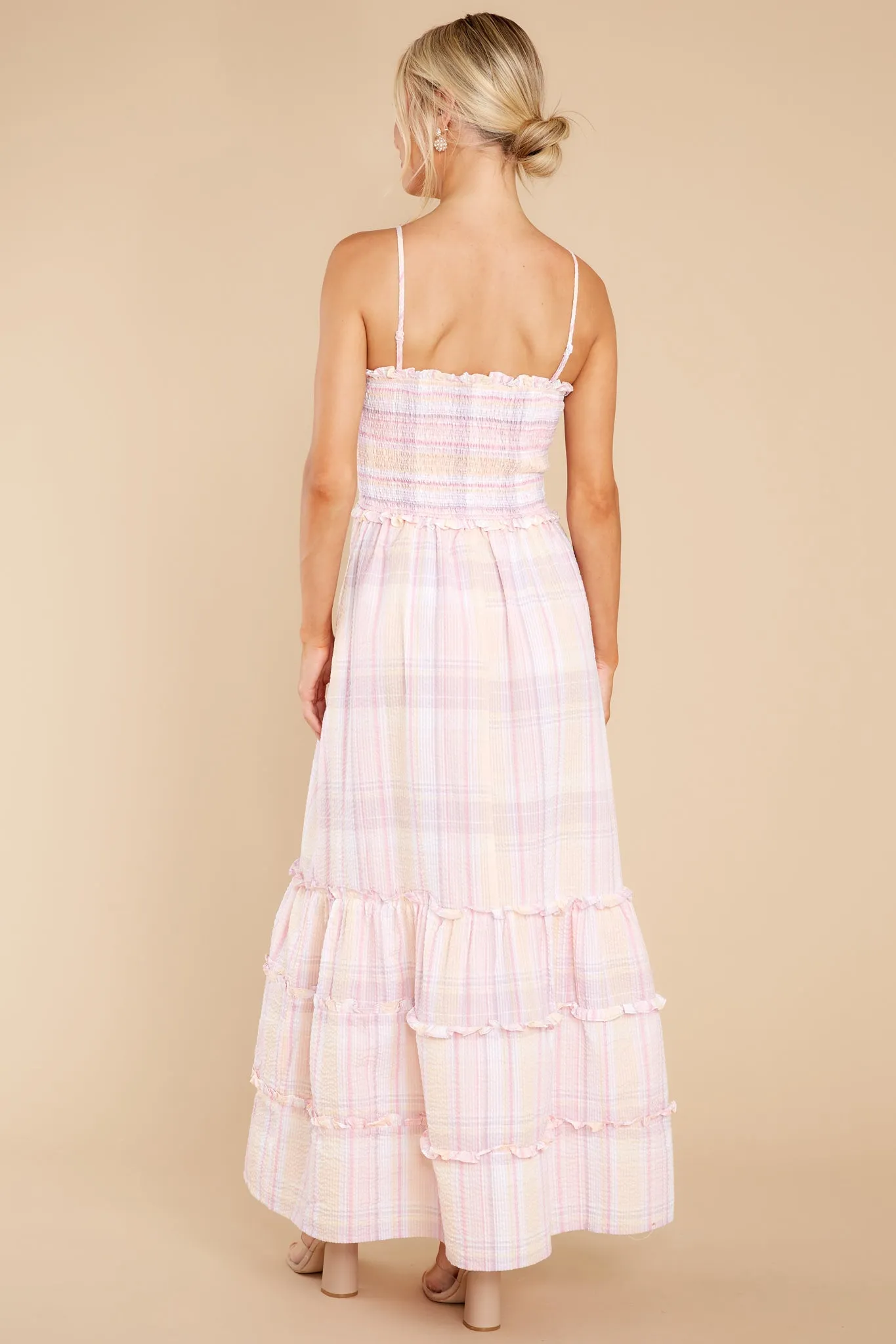 Absolutely Darling Pink Plaid Maxi Dress