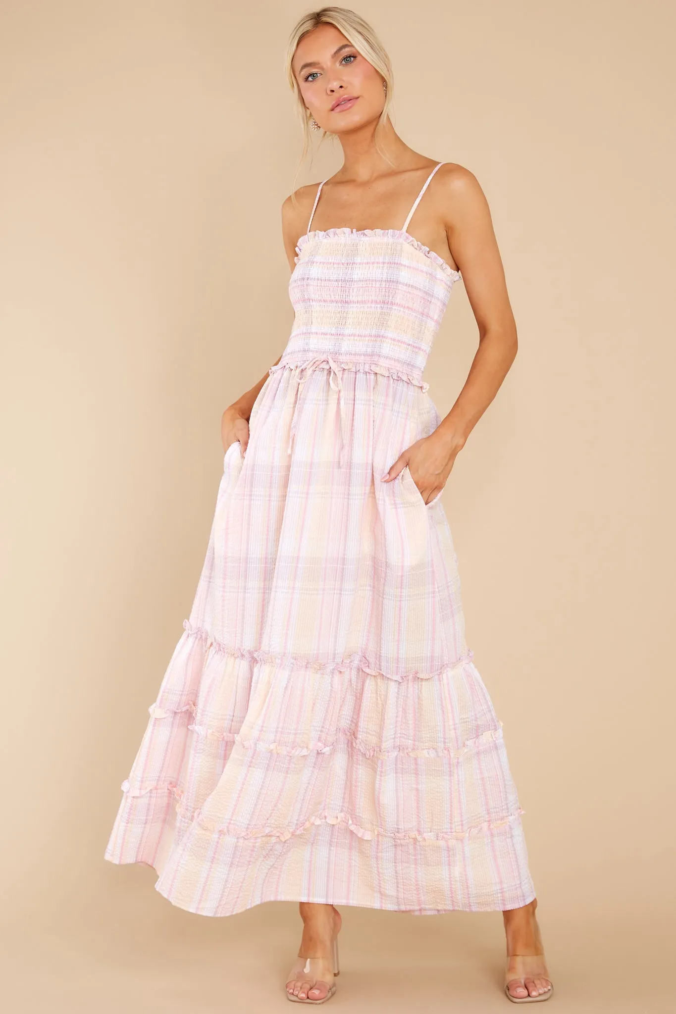 Absolutely Darling Pink Plaid Maxi Dress