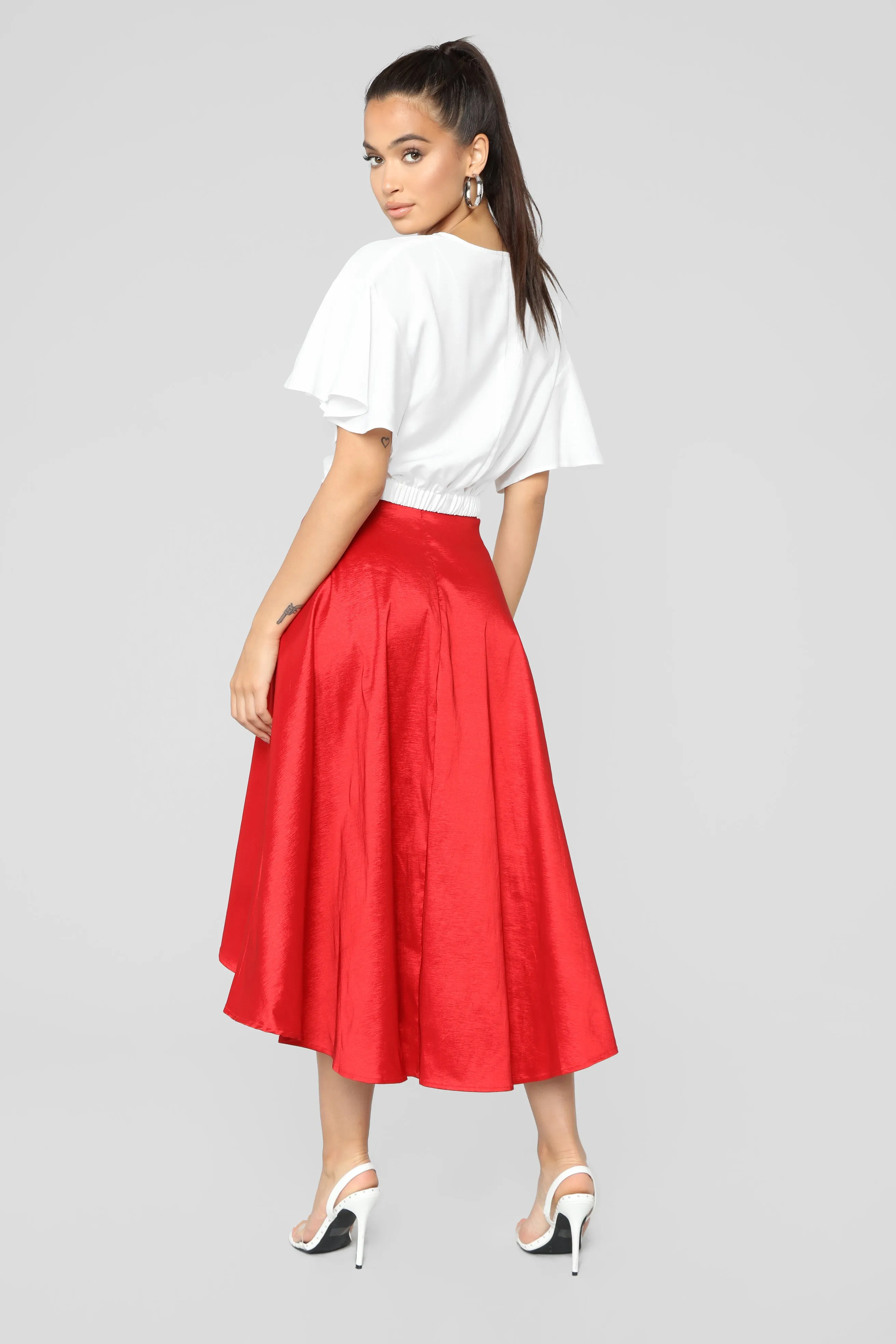 Adriana Hi Low Skirt - Red