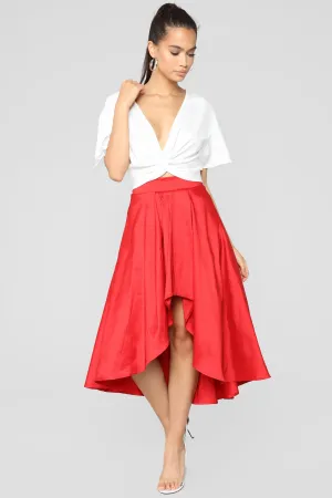 Adriana Hi Low Skirt - Red