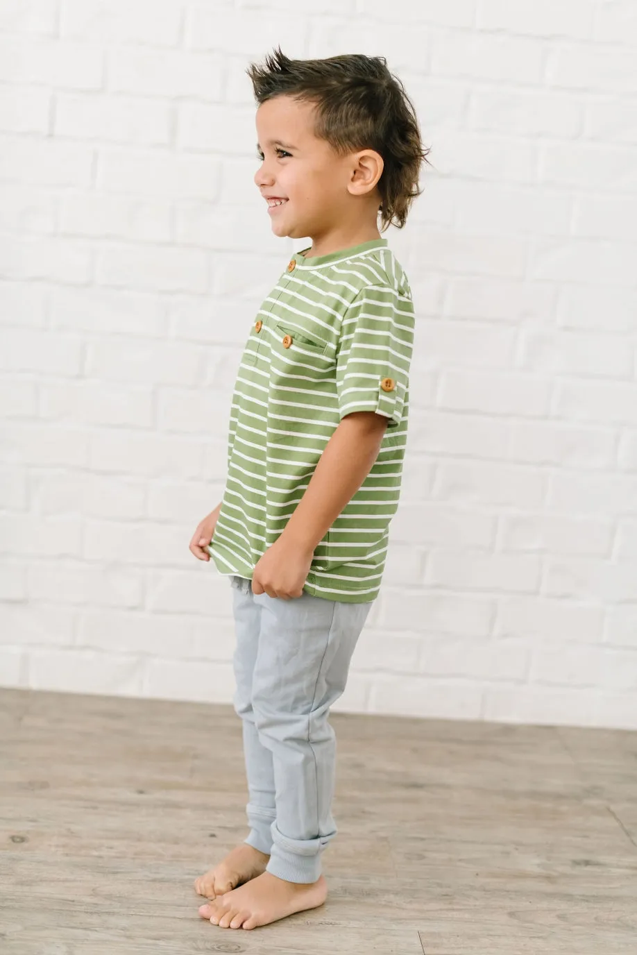 Alex Tee in Asparagus Stripe