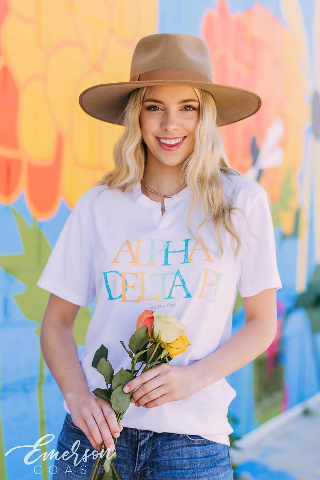 Alpha Delta Pi Colorful PR Notch Tee