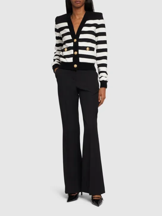 Balmain   Striped cotton blend jersey cardigan 