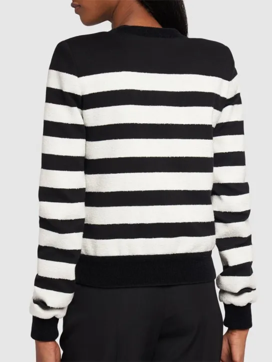 Balmain   Striped cotton blend jersey cardigan 