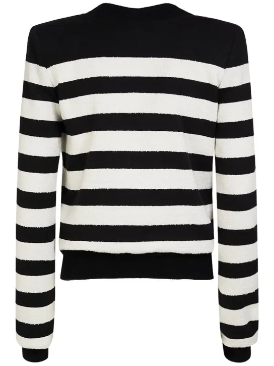 Balmain   Striped cotton blend jersey cardigan 