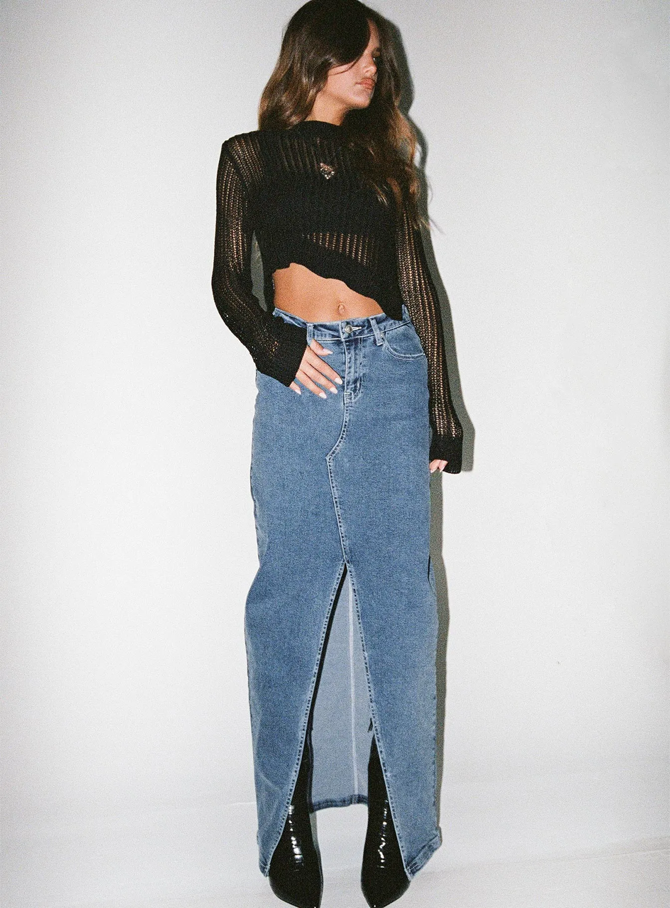 Batkins Maxi Skirt Dark Wash Denim