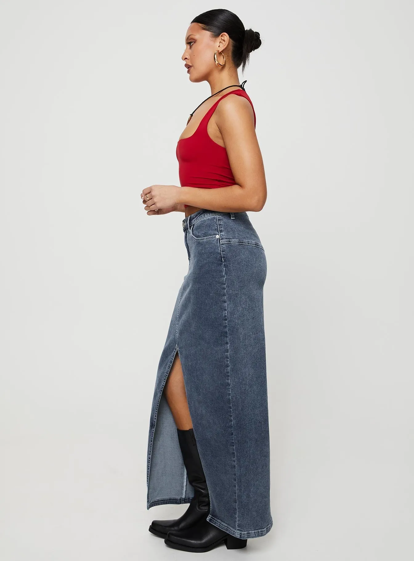 Batkins Maxi Skirt Dark Wash Denim