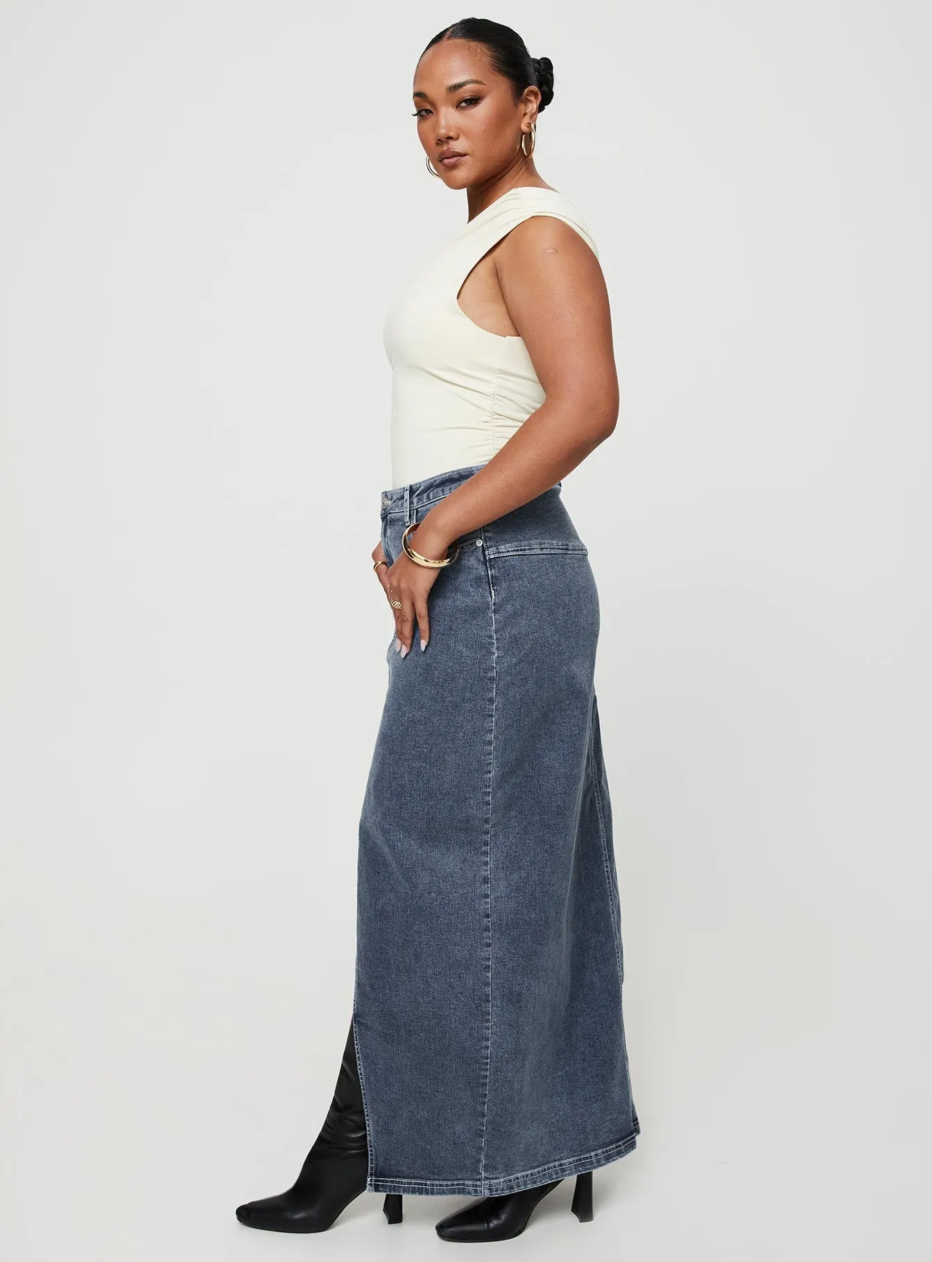 Batkins Maxi Skirt Dark Wash Denim