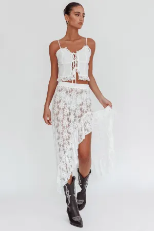 Besties Asymmetric Hem Maxi Skirt Ivory