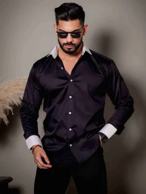 Black Satin Cotton Premium Shirt