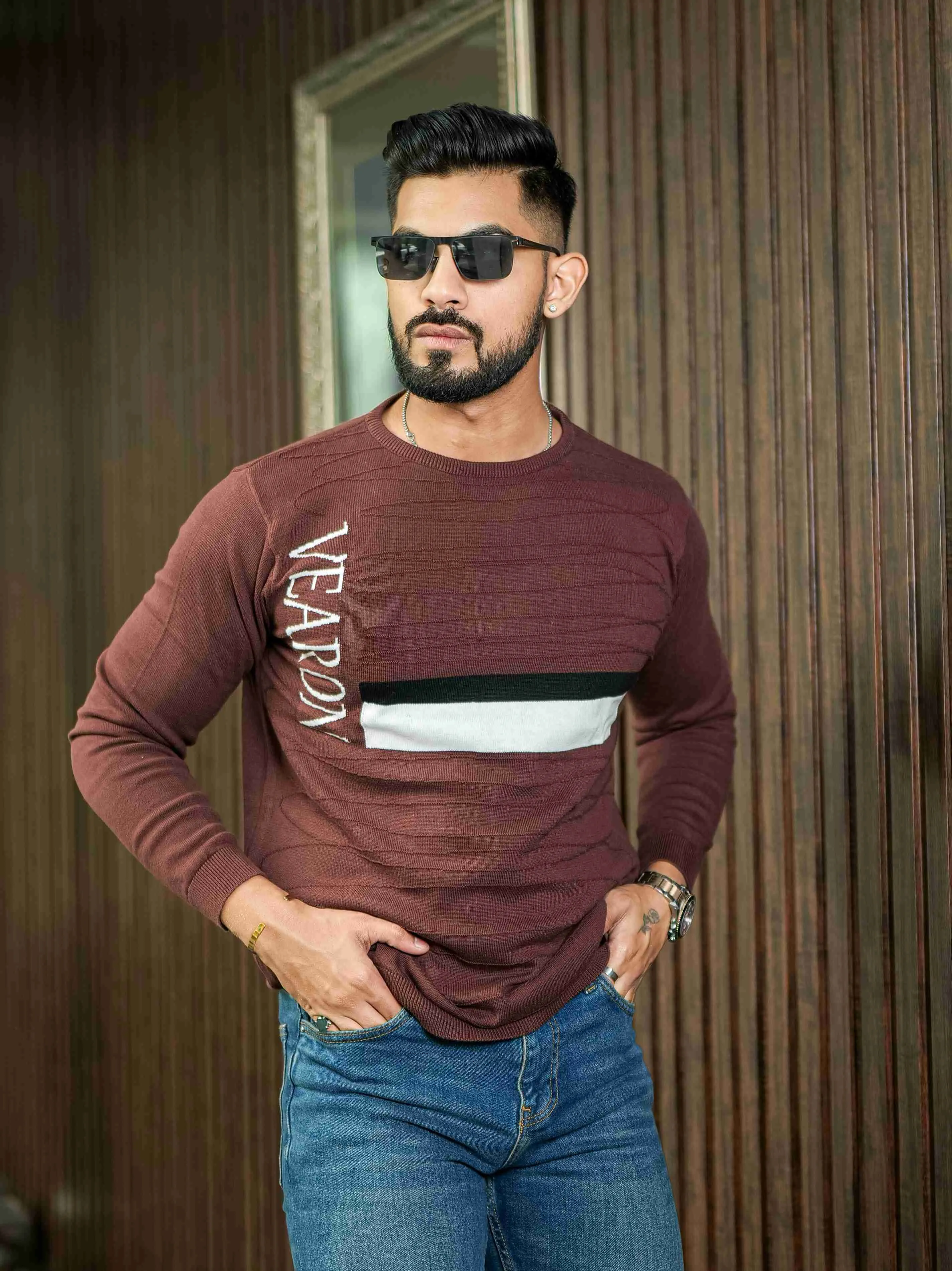 Brown Cotton Full Sleeve Premium T Shirt