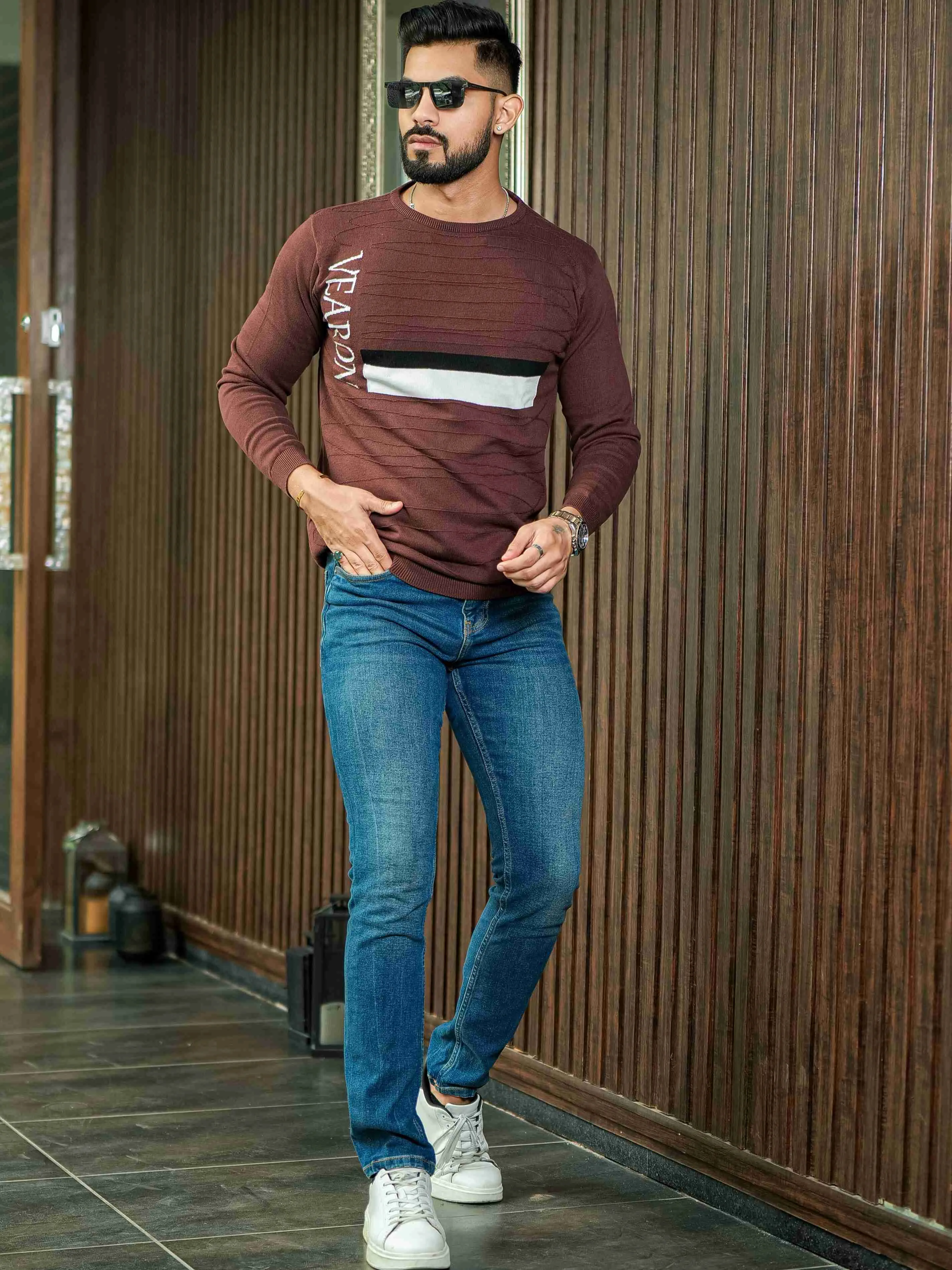 Brown Cotton Full Sleeve Premium T Shirt