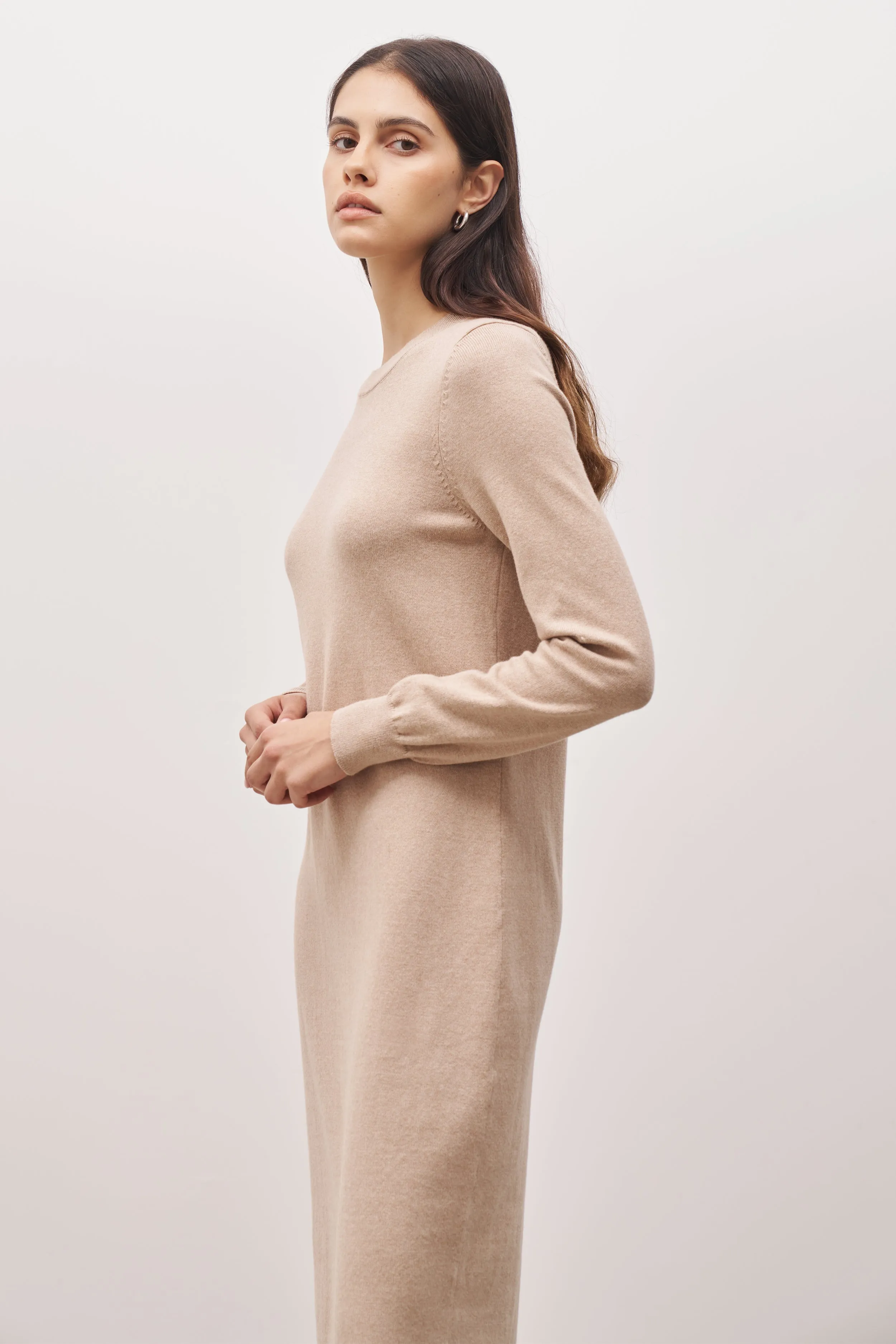 Cashmere Blend Column Maxi Dress - Birch