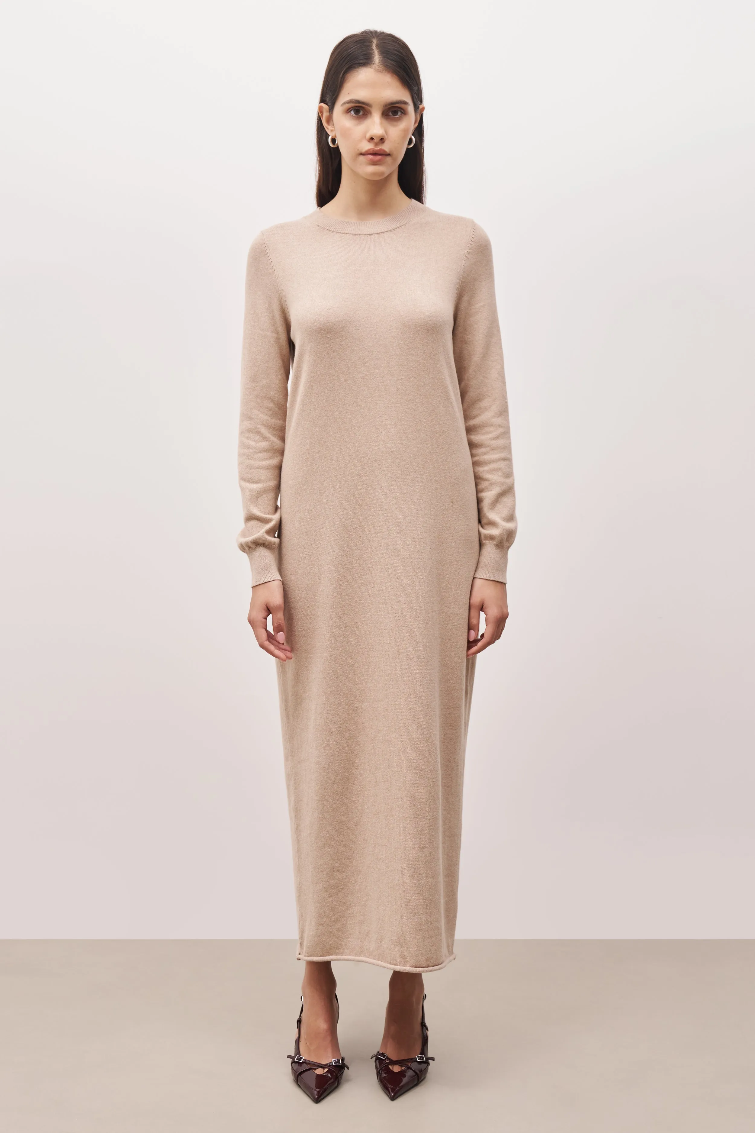 Cashmere Blend Column Maxi Dress - Birch