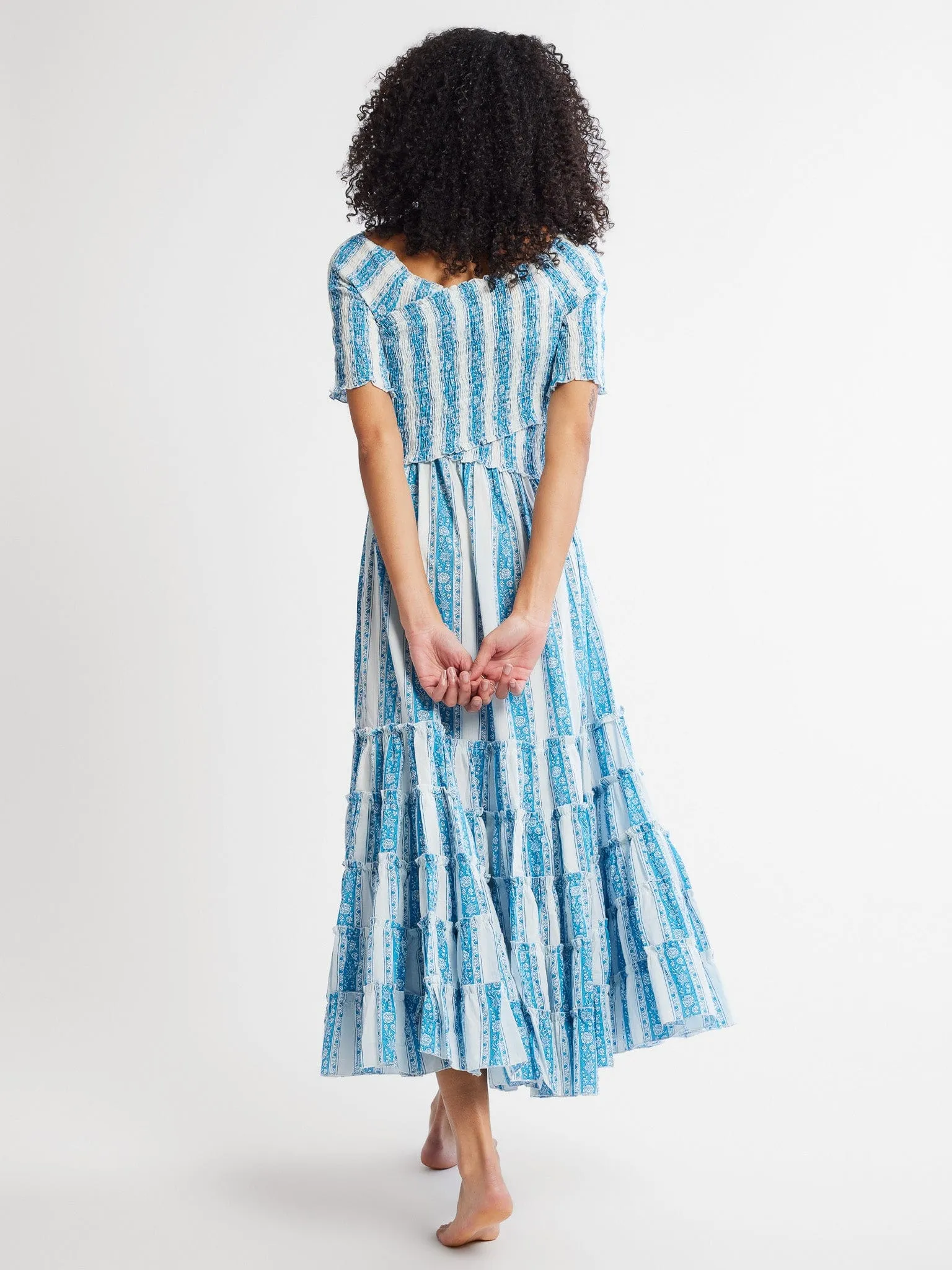 Celia Dress in Aqua Jaipur Stripe