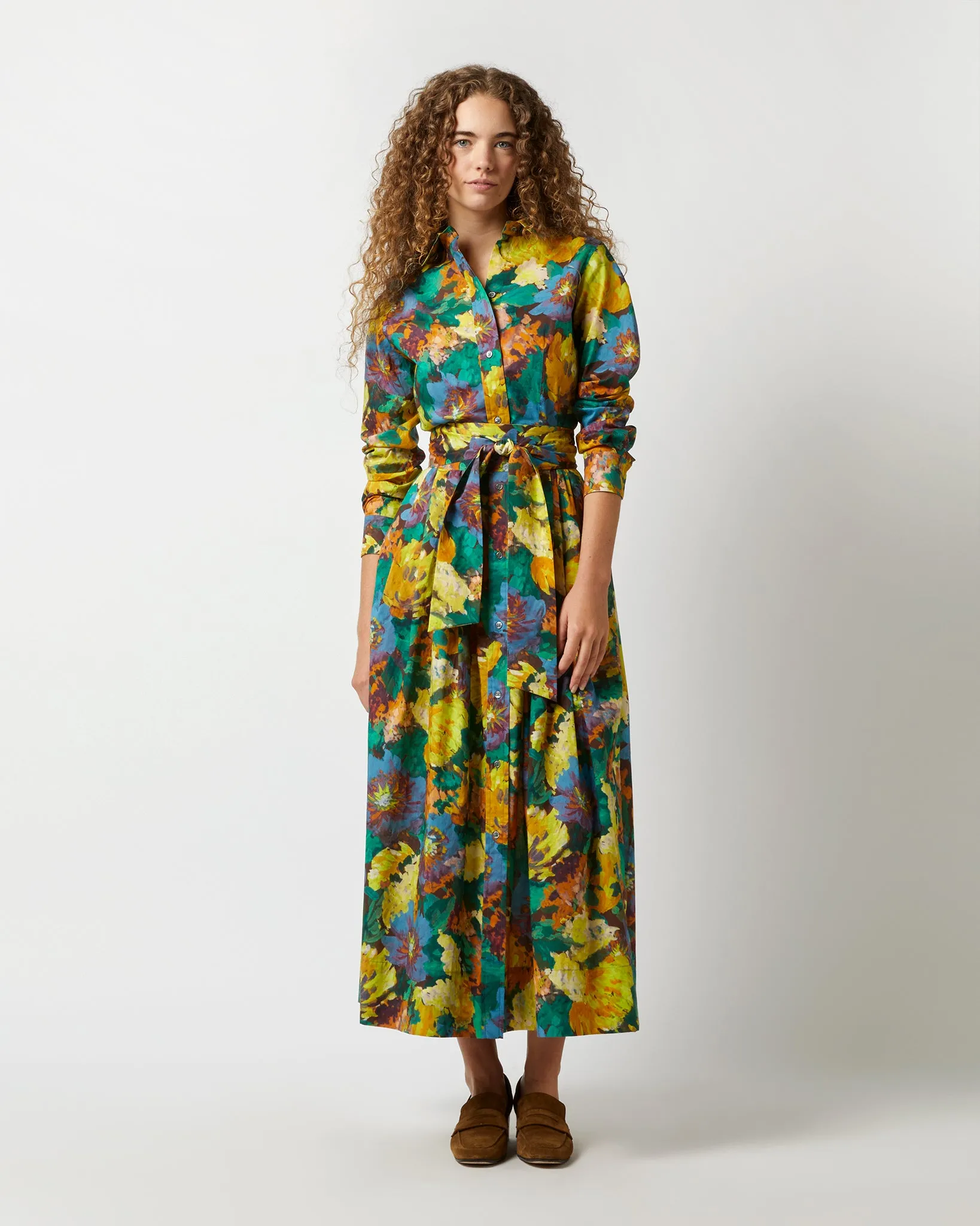 Classic Shirtwaist Maxi Dress in Multi Artists Bouquet Liberty Fabric