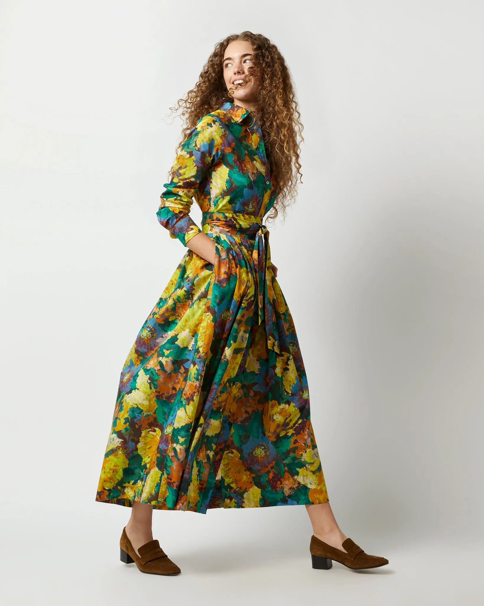 Classic Shirtwaist Maxi Dress in Multi Artists Bouquet Liberty Fabric