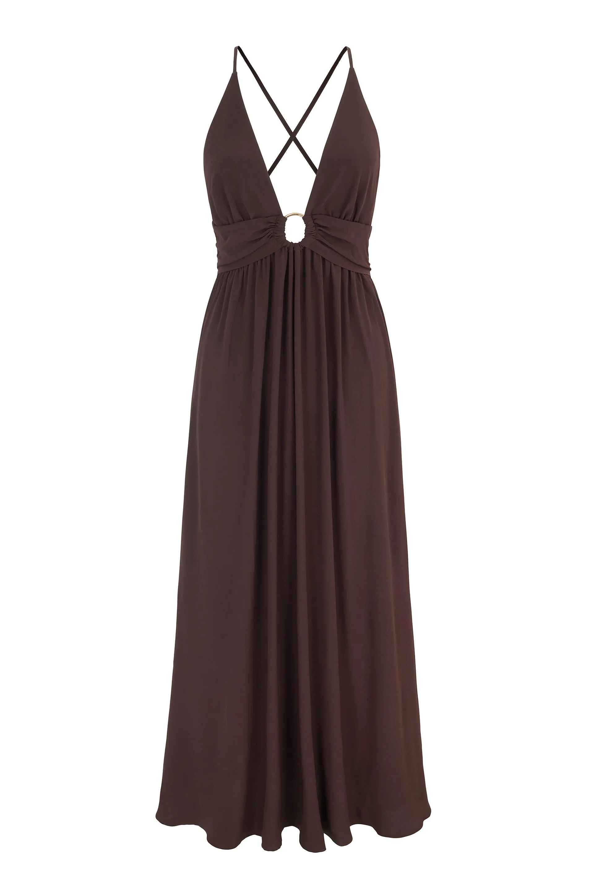 Coco Palm Silk Cross Back Maxi Dress