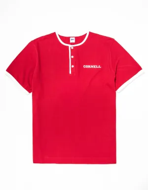 CORNELL PIQUE HENLEY SHIRT - RED