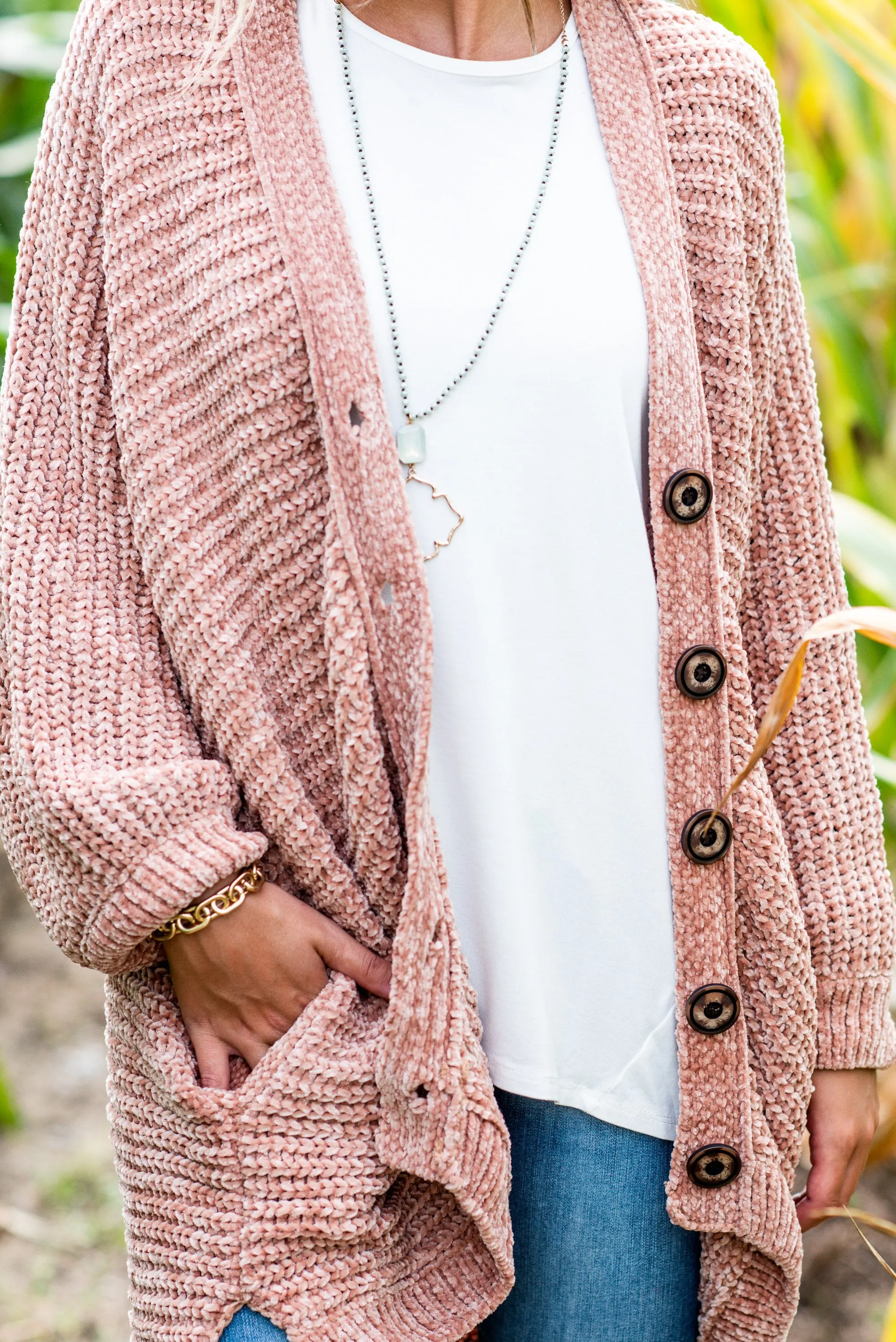 Created Comfort Blush Pink Chenille Cardigan