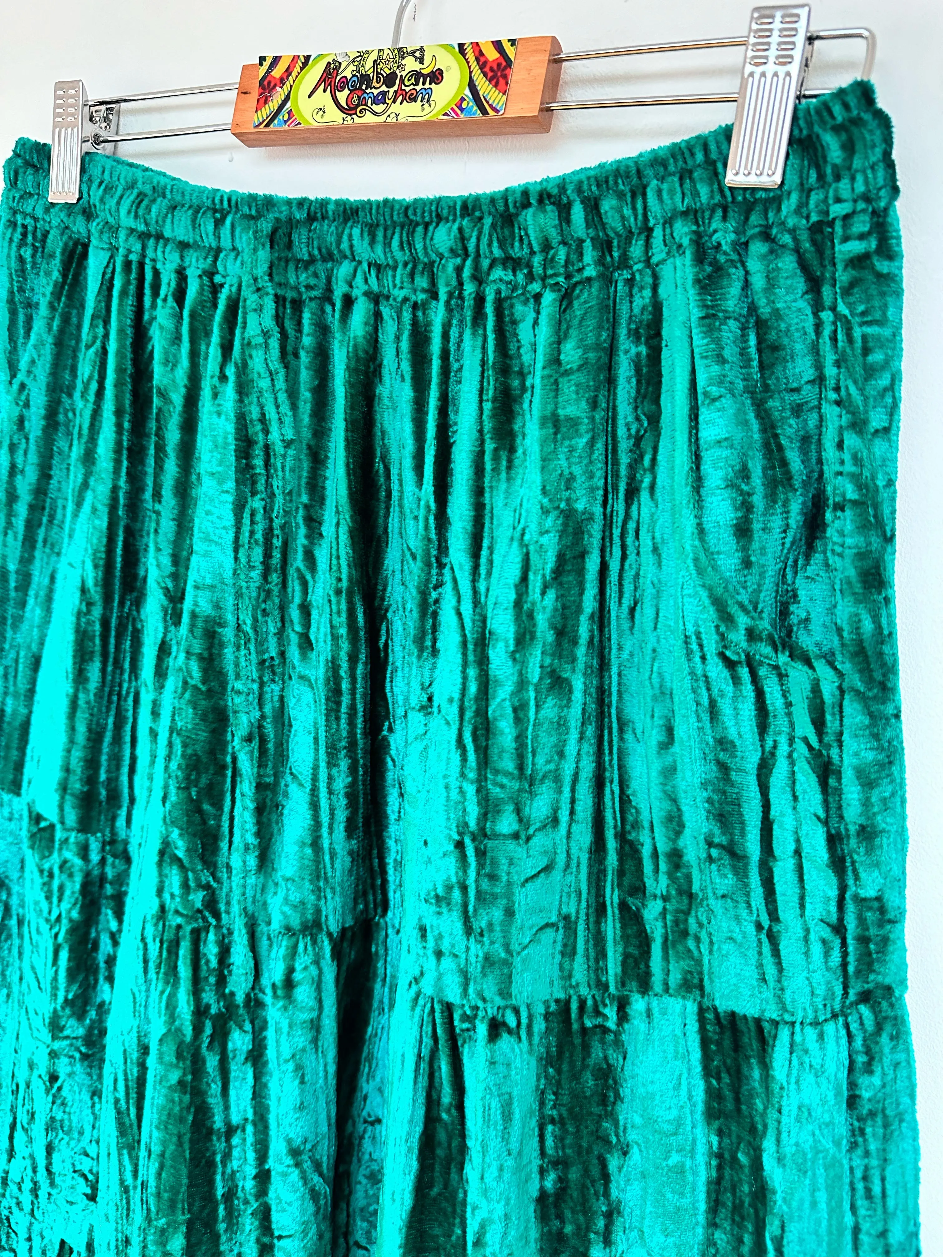 DELICIOUS JADE STARGAZER VELVET SKIRT (WITH POCKETS)