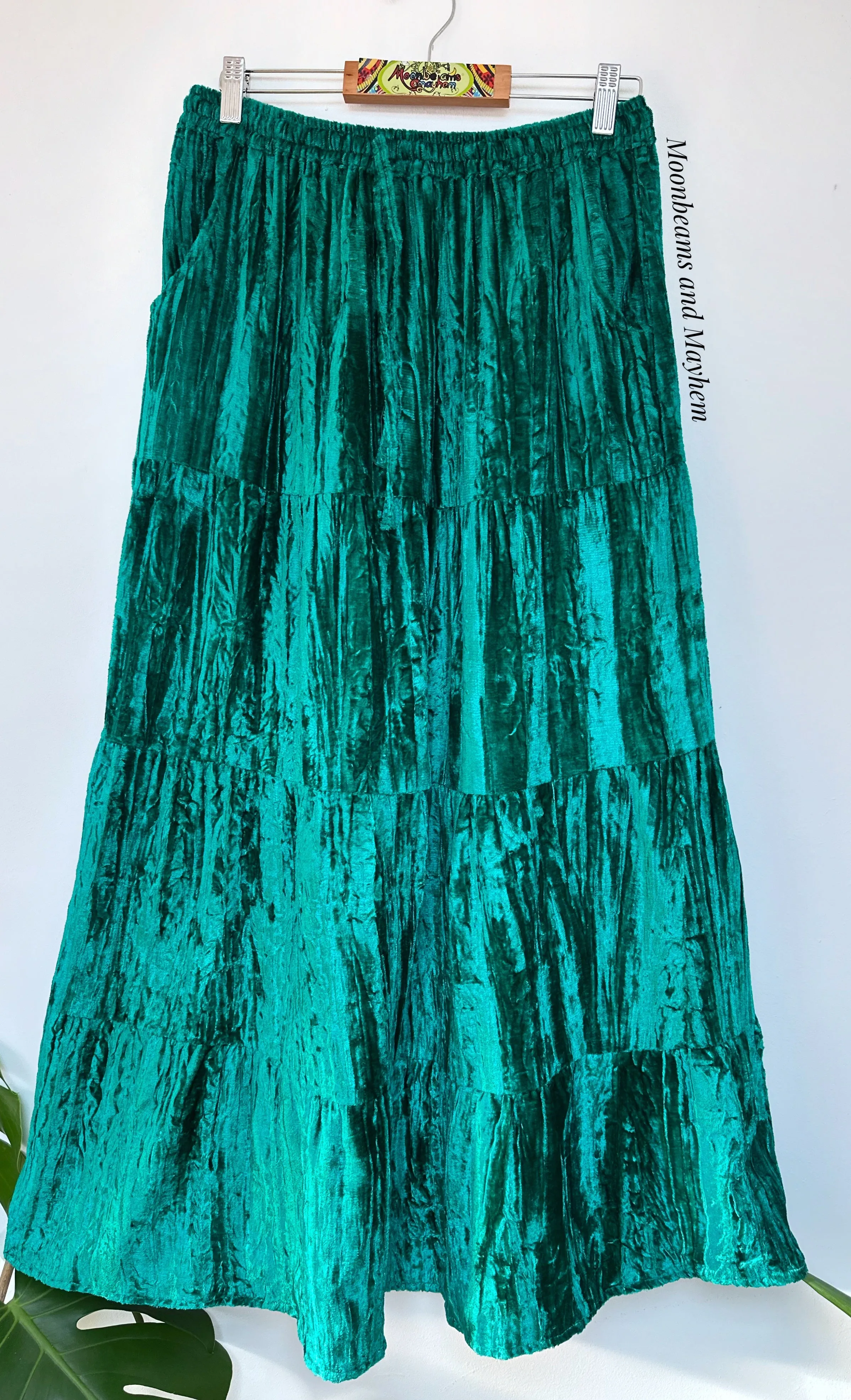 DELICIOUS JADE STARGAZER VELVET SKIRT (WITH POCKETS)