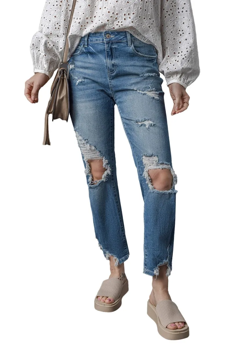 Distressed Ripped Knee Hole Denim