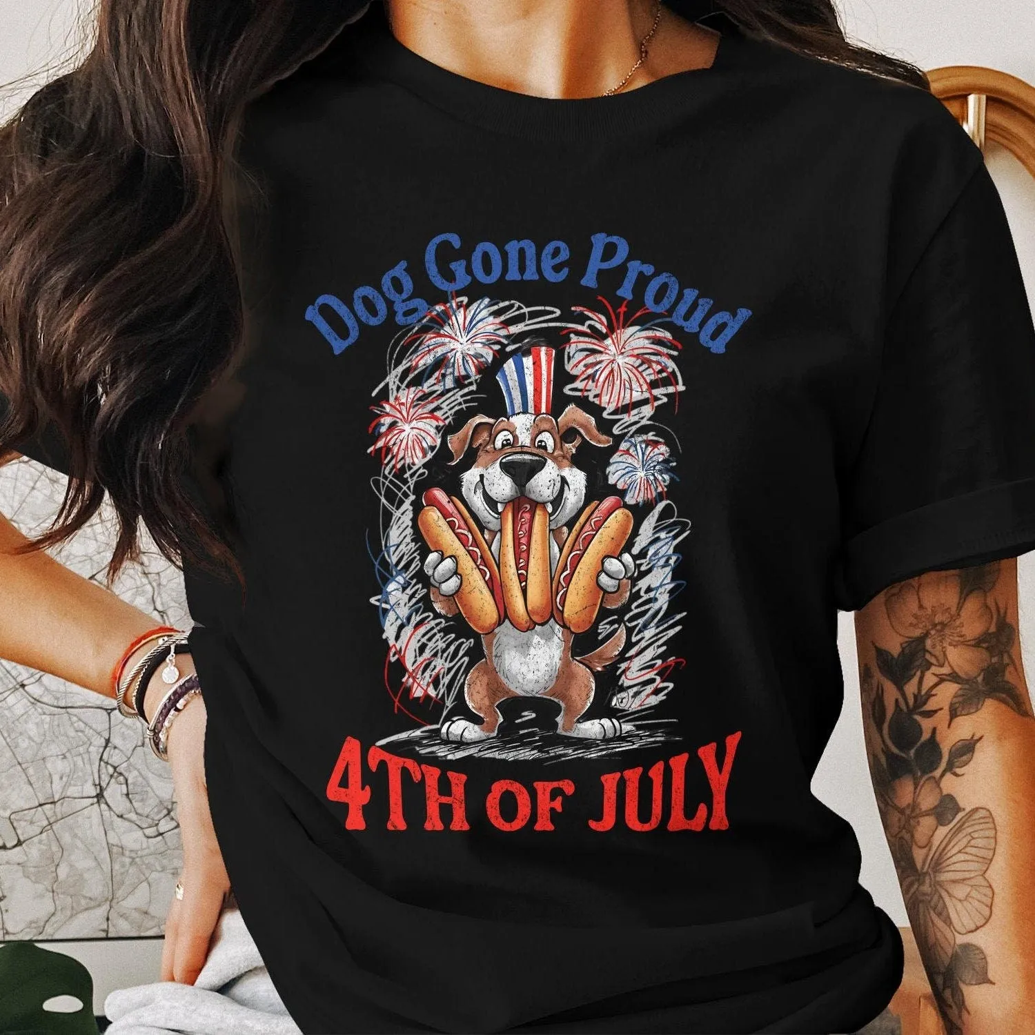 Dog Gone Proud 4th of July T-Shirt, Patriotic Dog Shirt, Funny Independence Day Tee, Cute Celebration Apparel, Summer Holiday  Tank Top