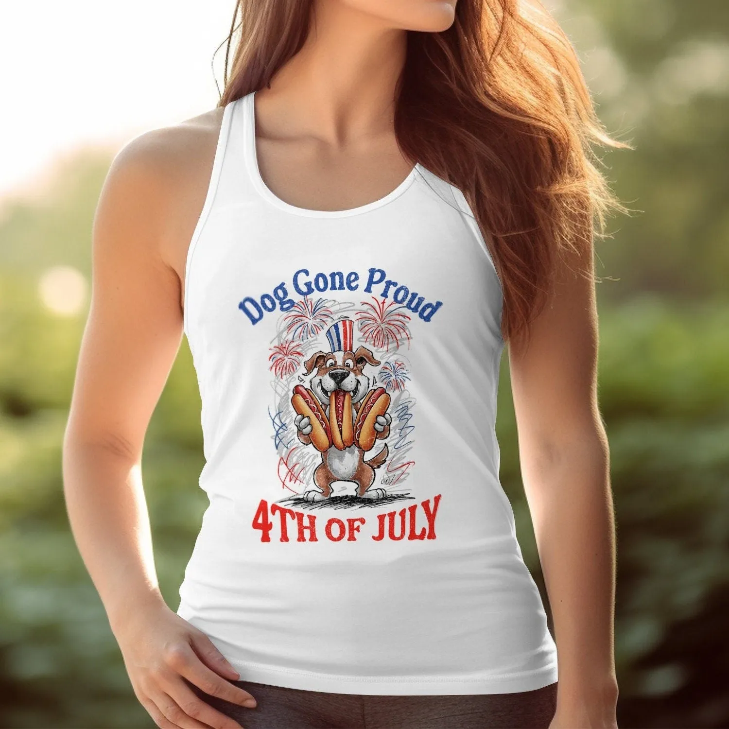 Dog Gone Proud 4th of July T-Shirt, Patriotic Dog Shirt, Funny Independence Day Tee, Cute Celebration Apparel, Summer Holiday  Tank Top