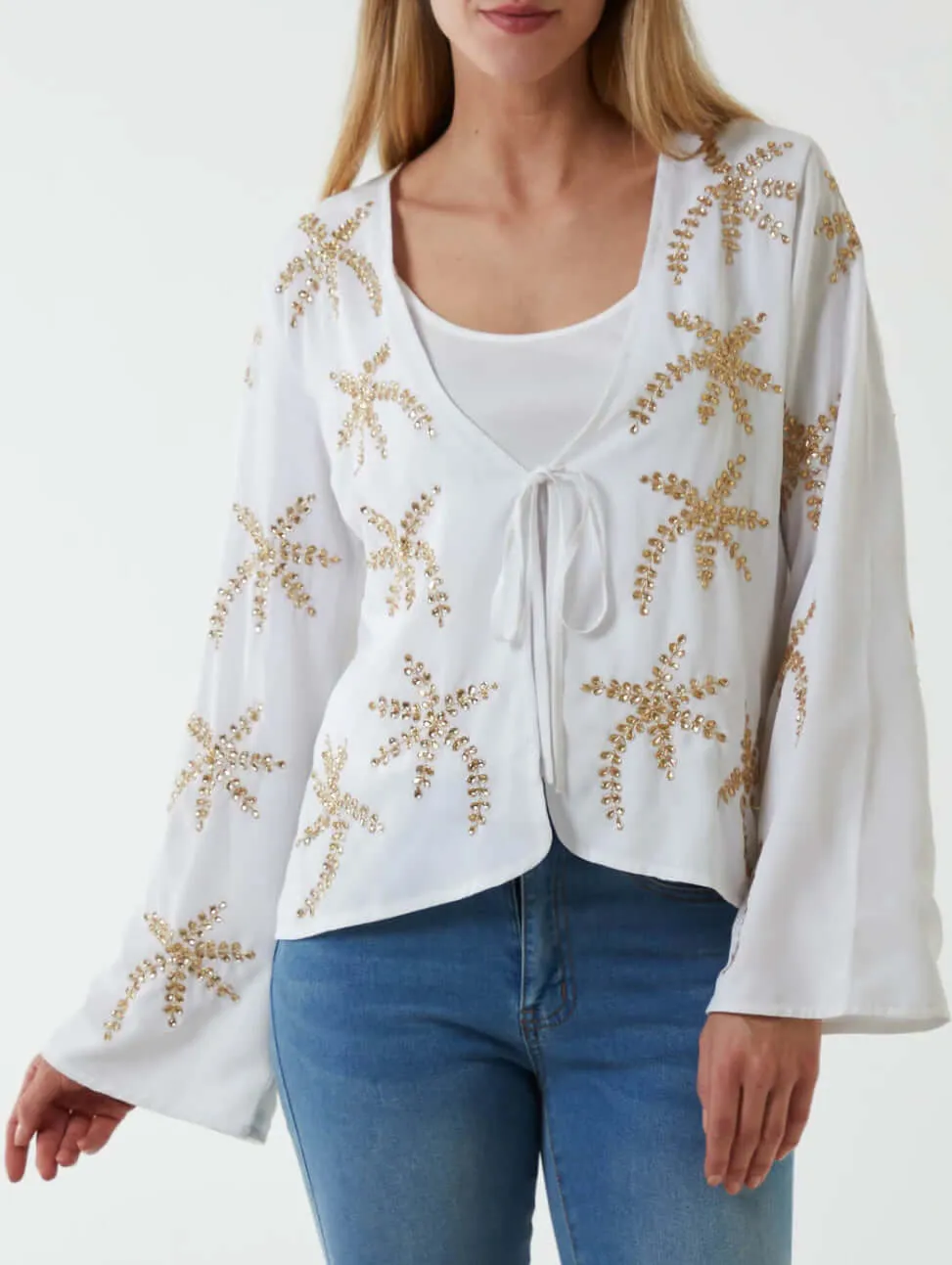 Embellished Palm Tree Kimono