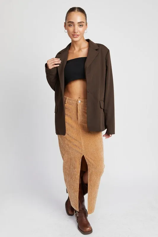 Emory Park CORDUROY MAXI SKIRT WITH FRONT SLIT