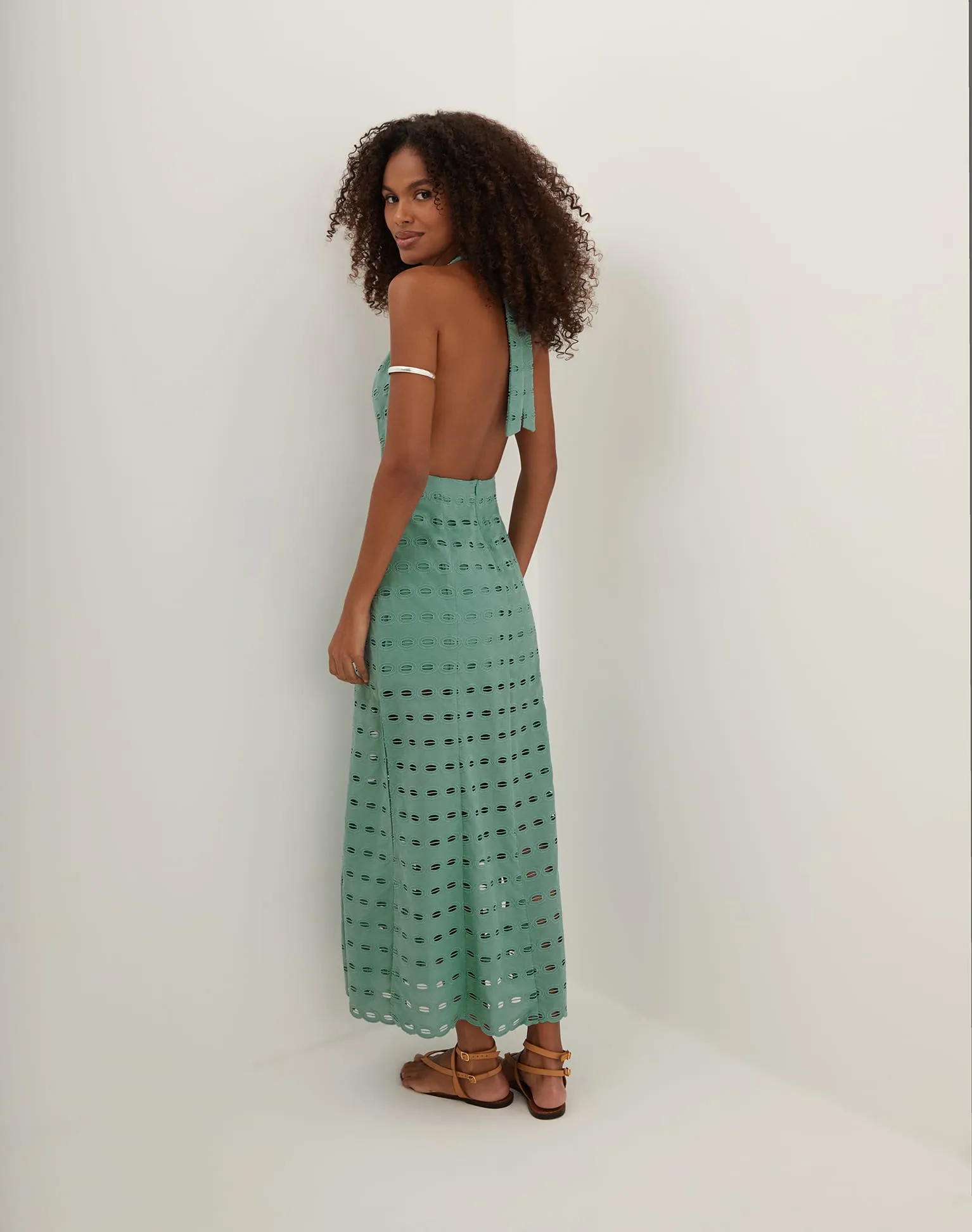 Eyelet Maryse Long Dress - Seaglass