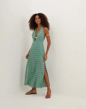 Eyelet Maryse Long Dress - Seaglass