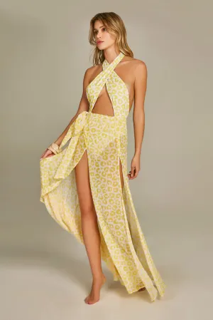 Fendas Maxi Skirt Yellow Leopard