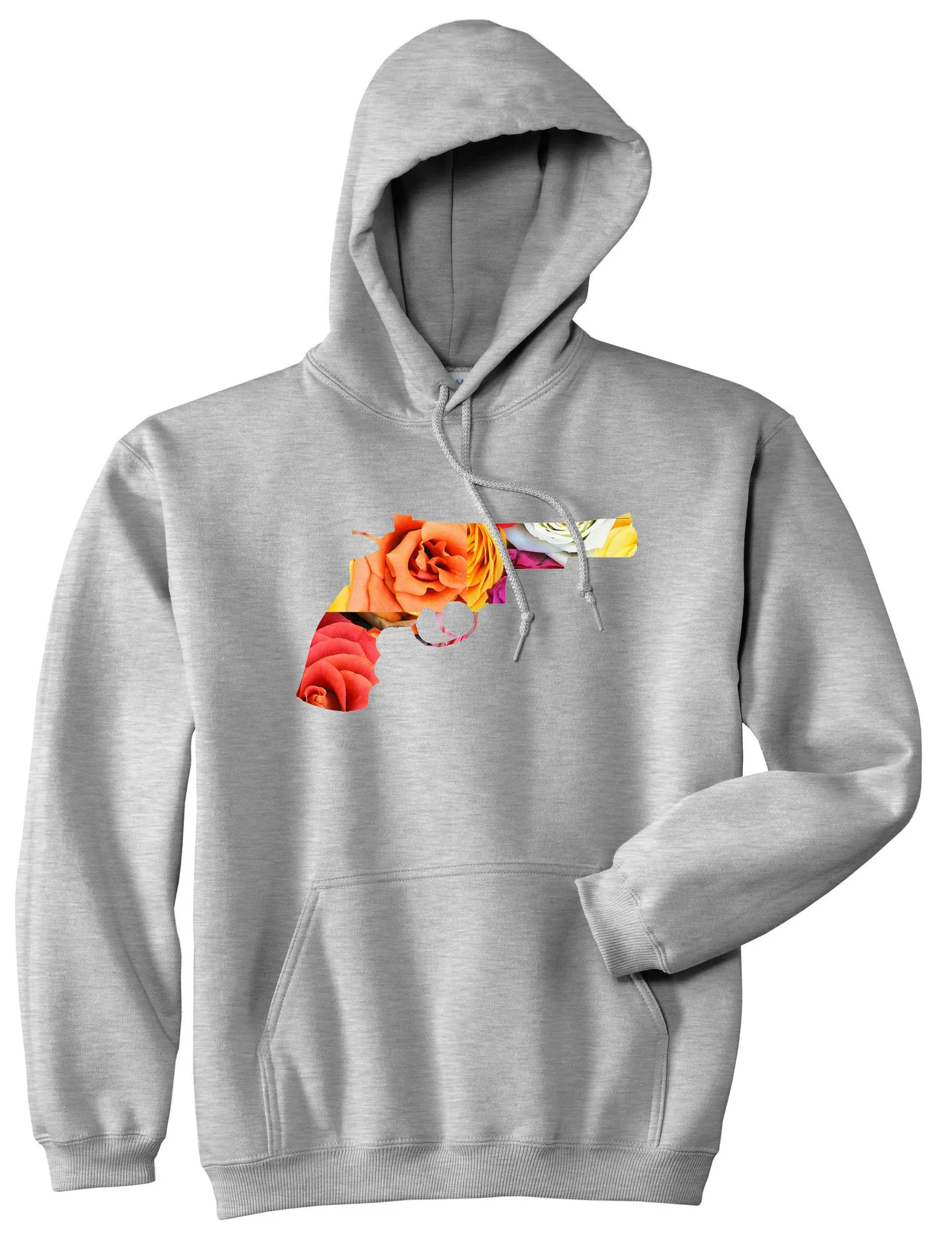 Floral Gun Flower Print Colt 45 Revolver Boys Kids Pullover Hoodie Hoody