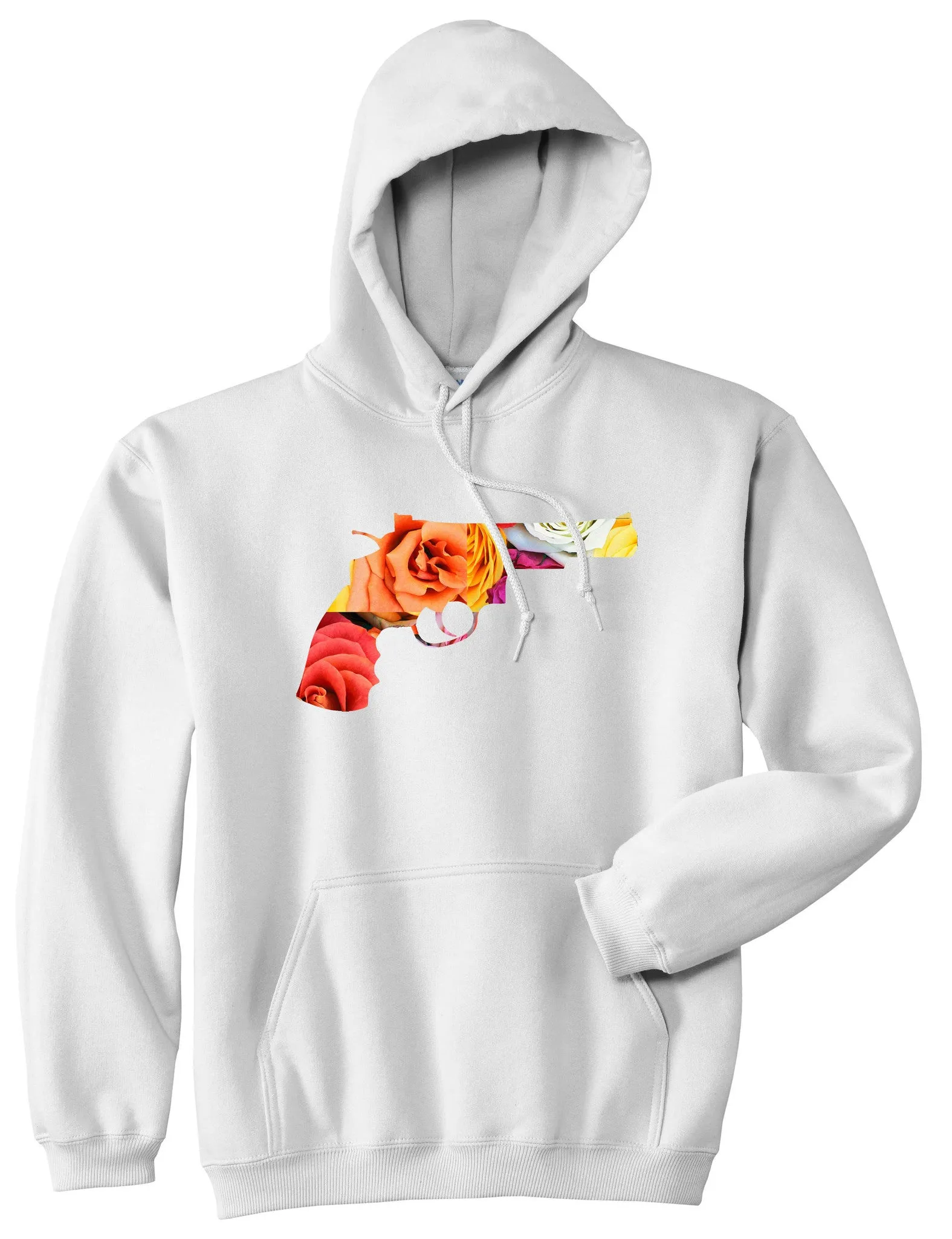 Floral Gun Flower Print Colt 45 Revolver Boys Kids Pullover Hoodie Hoody