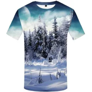 Forest T shirts Men Snow T shirts Funny Moon Tshirts Novelty Harajuku T-shirts 3d Short Sleeve Punk Rock Mens S-5XL Slim