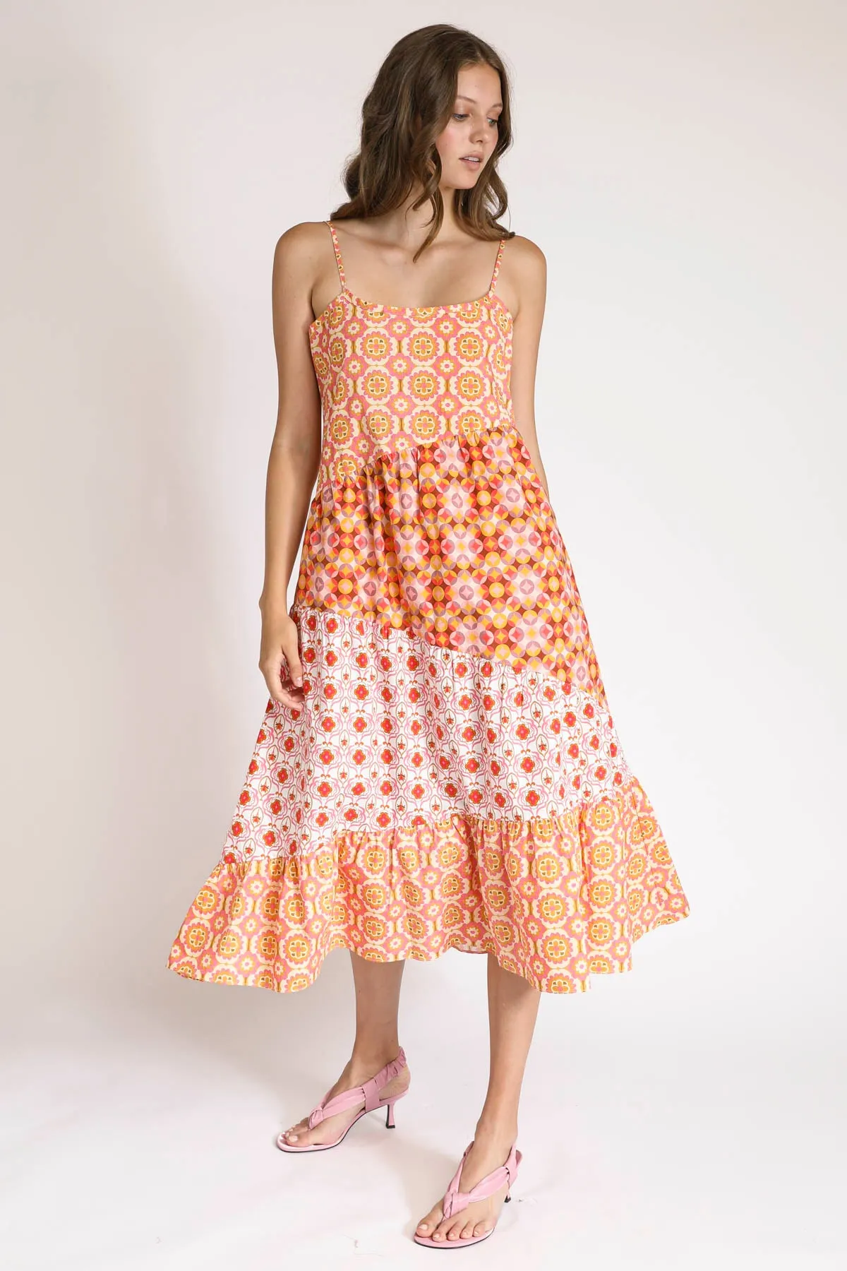 Gina Spliced Print Sun Dress