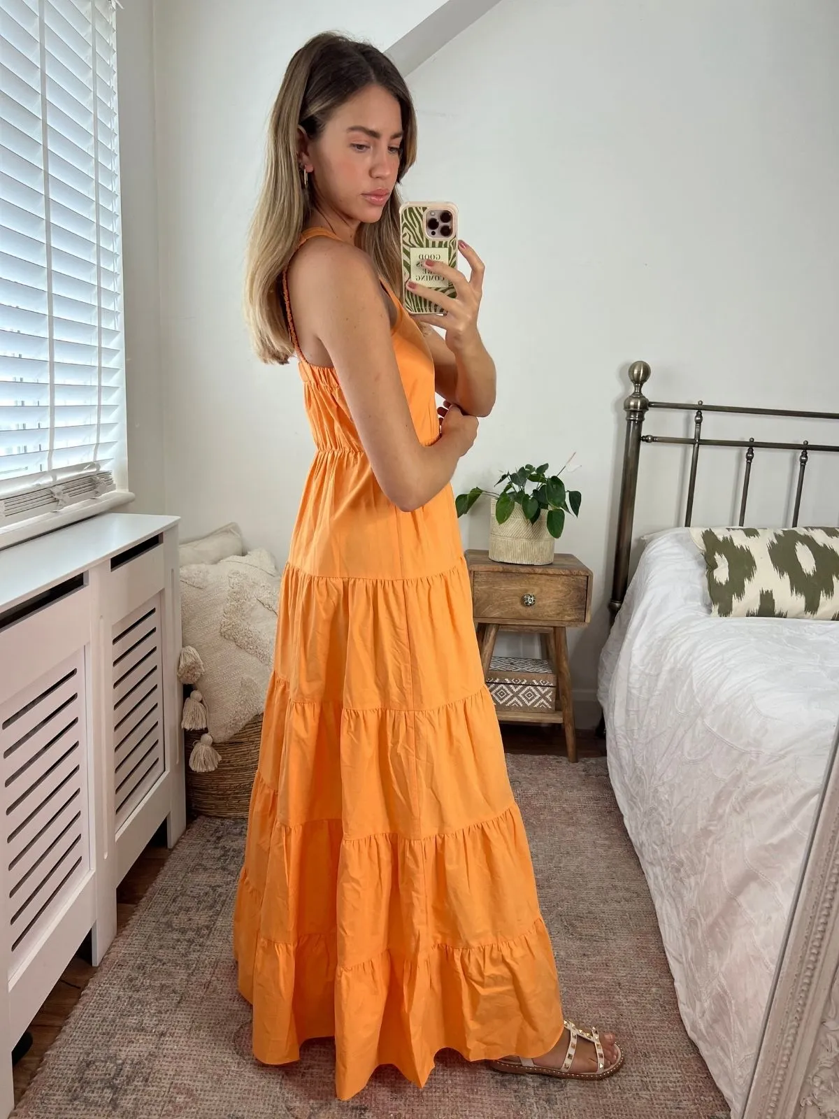 Immy Halter Tiered Dress / Orange