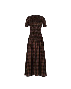 KLEIN GINGHAM T-SHIRT DRESS CHOCOLATE CHECK