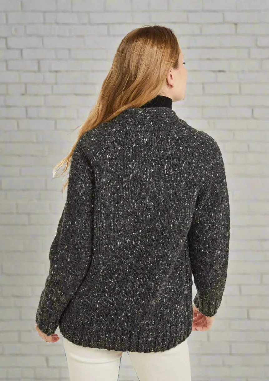 Ladies' Donegal Cardigan with Side Pockets | Charcoal