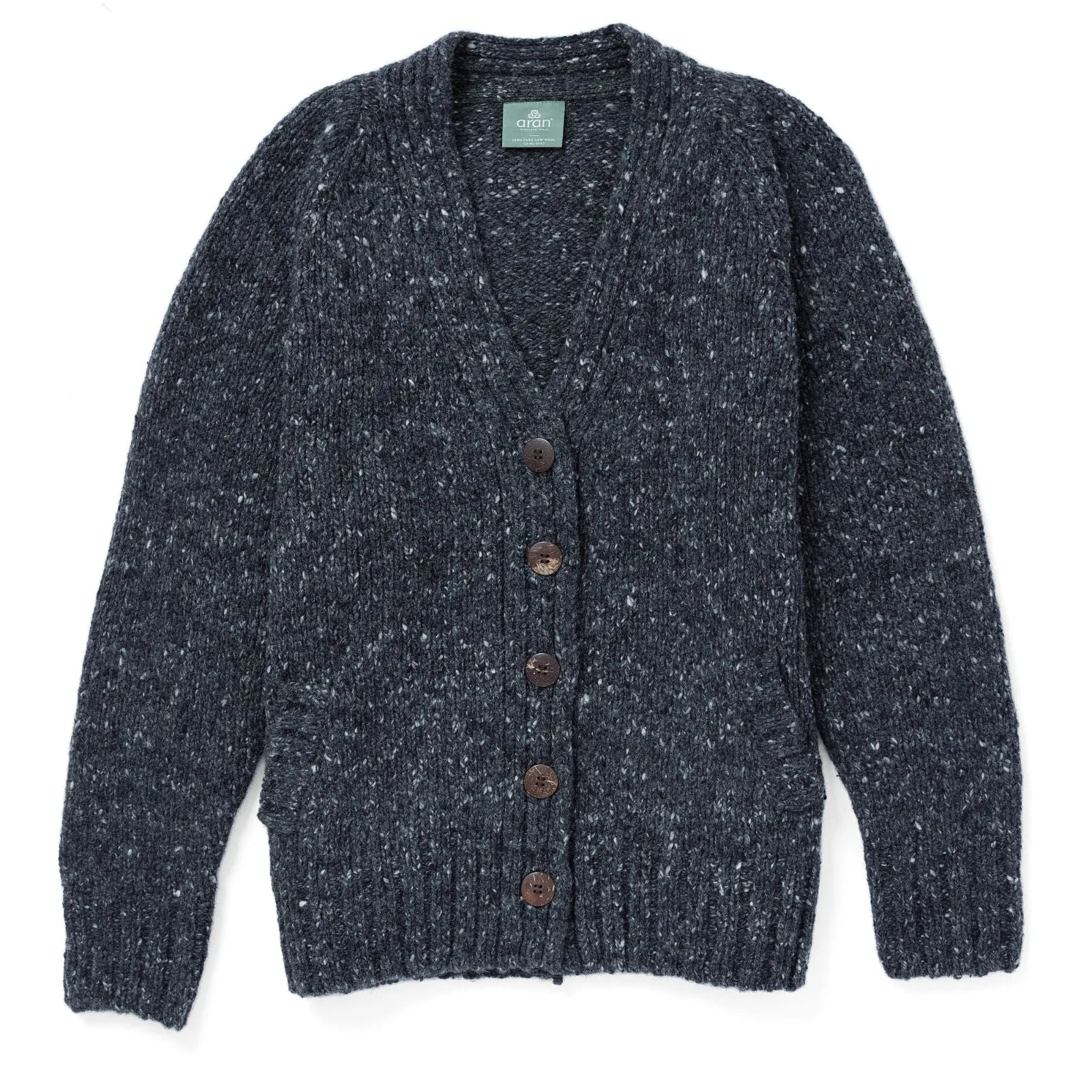 Ladies' Donegal Cardigan with Side Pockets | Charcoal