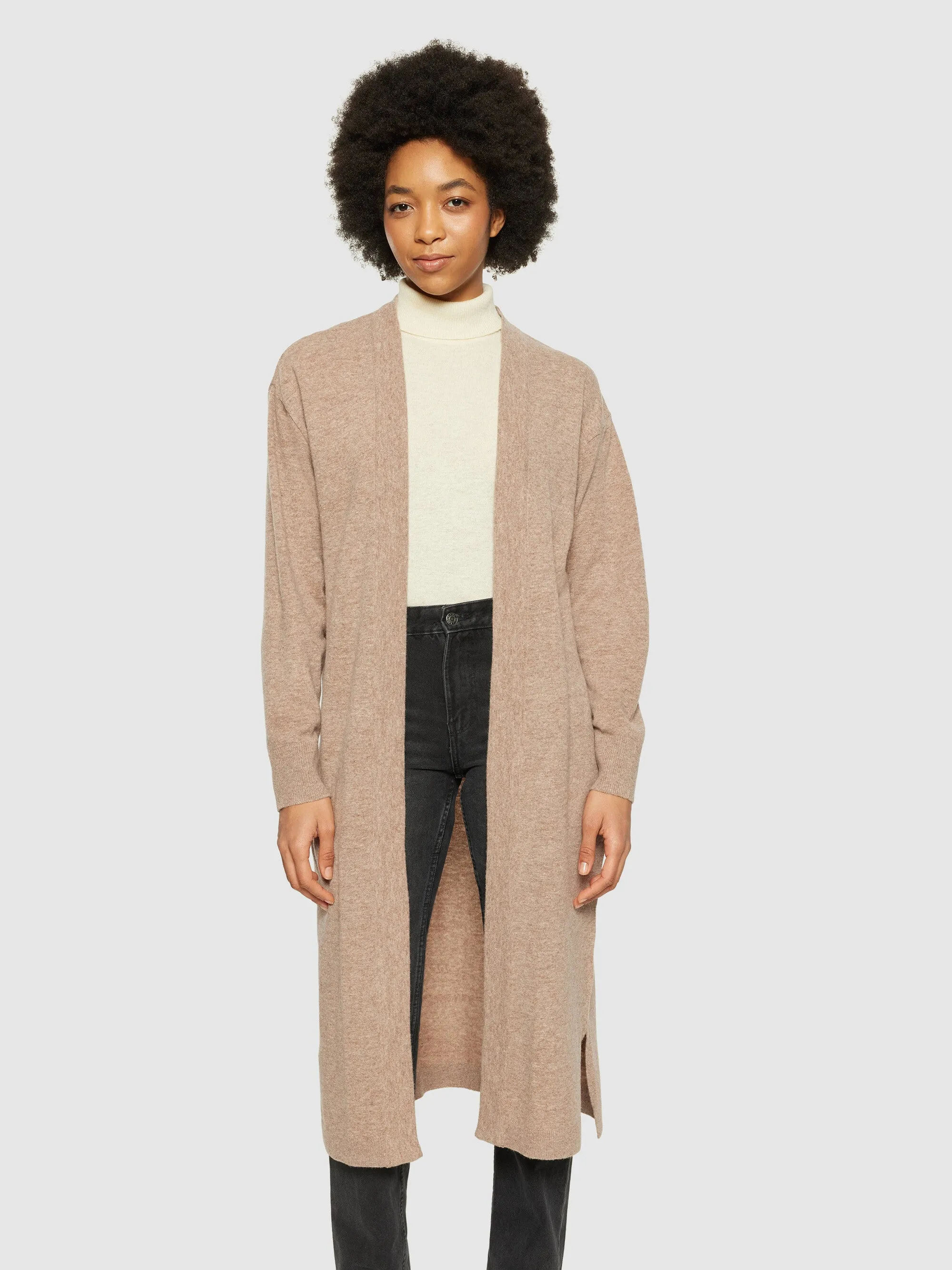 Lambswool long cardigan - RWS - Kelp melange