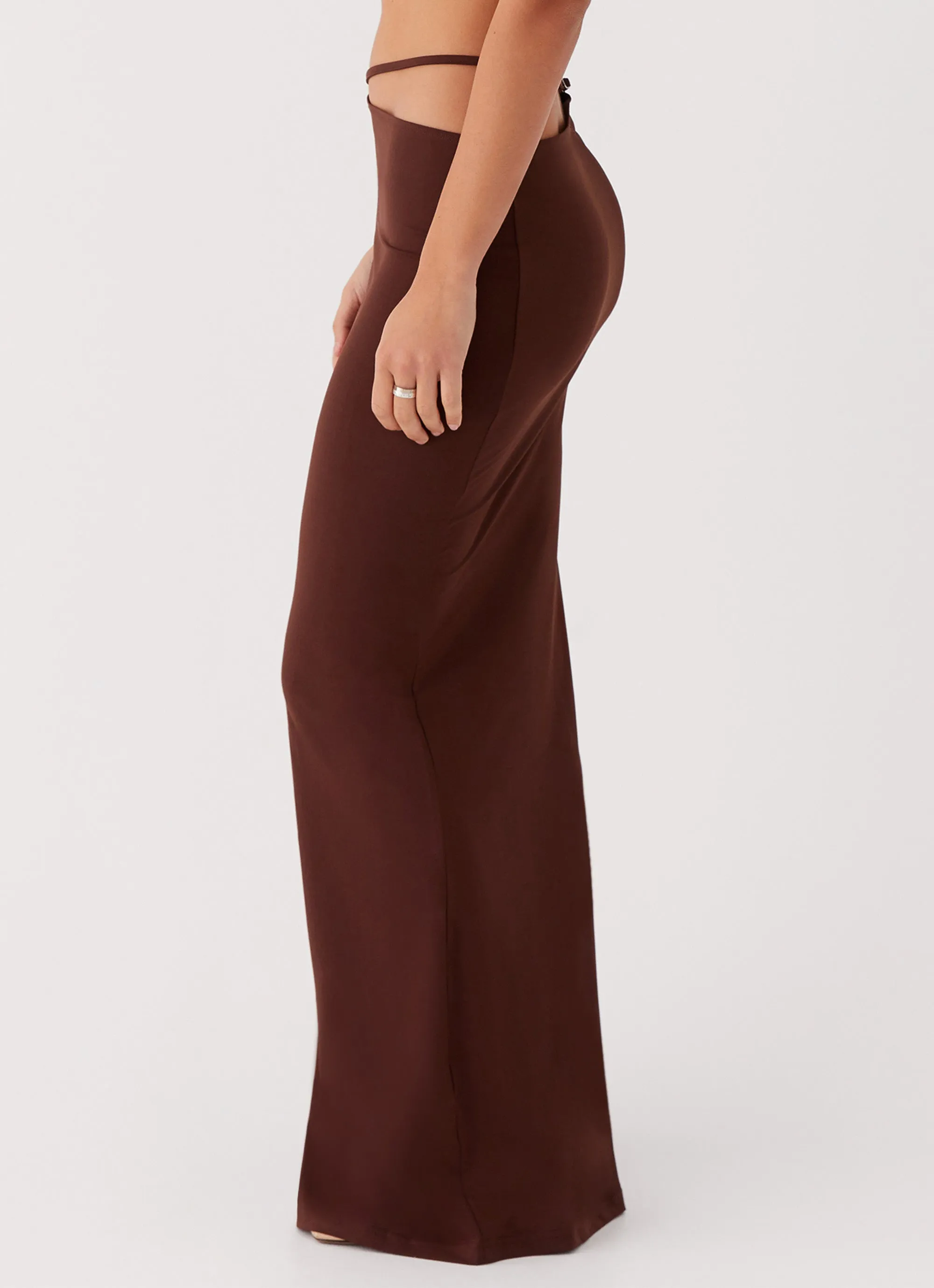 Like You Do Low Rise Maxi Skirt - Chocolate