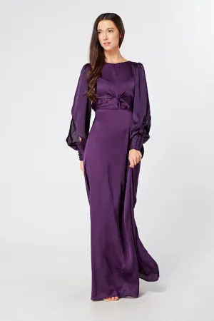 Lila Purple Knotted Front Soft Crepe Maxi Dress