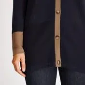 Long Sleeve Navy/Nutmeg Colour Block Cardigan