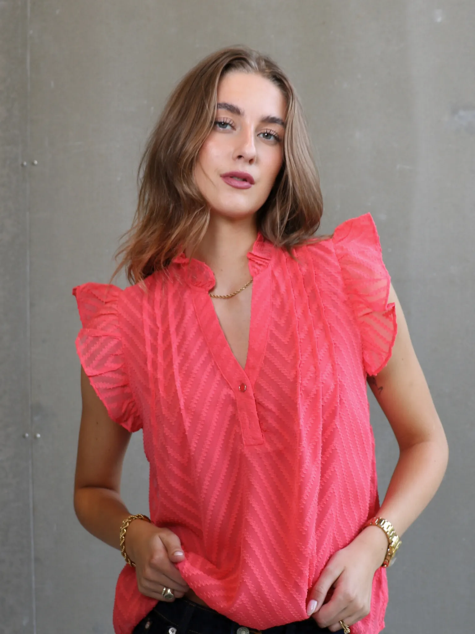 MAISIE FLÆSE TOP - CORAL