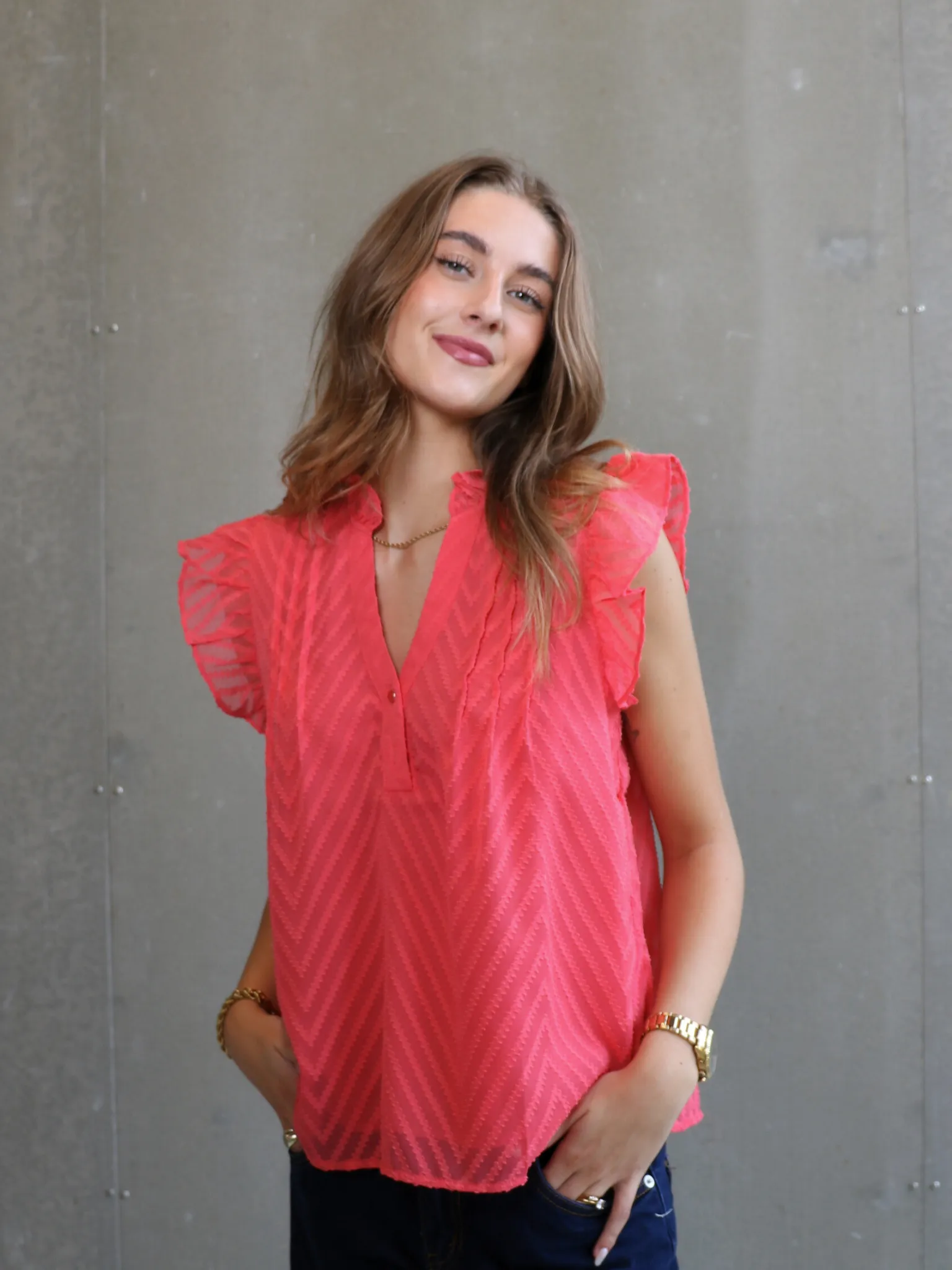 MAISIE FLÆSE TOP - CORAL