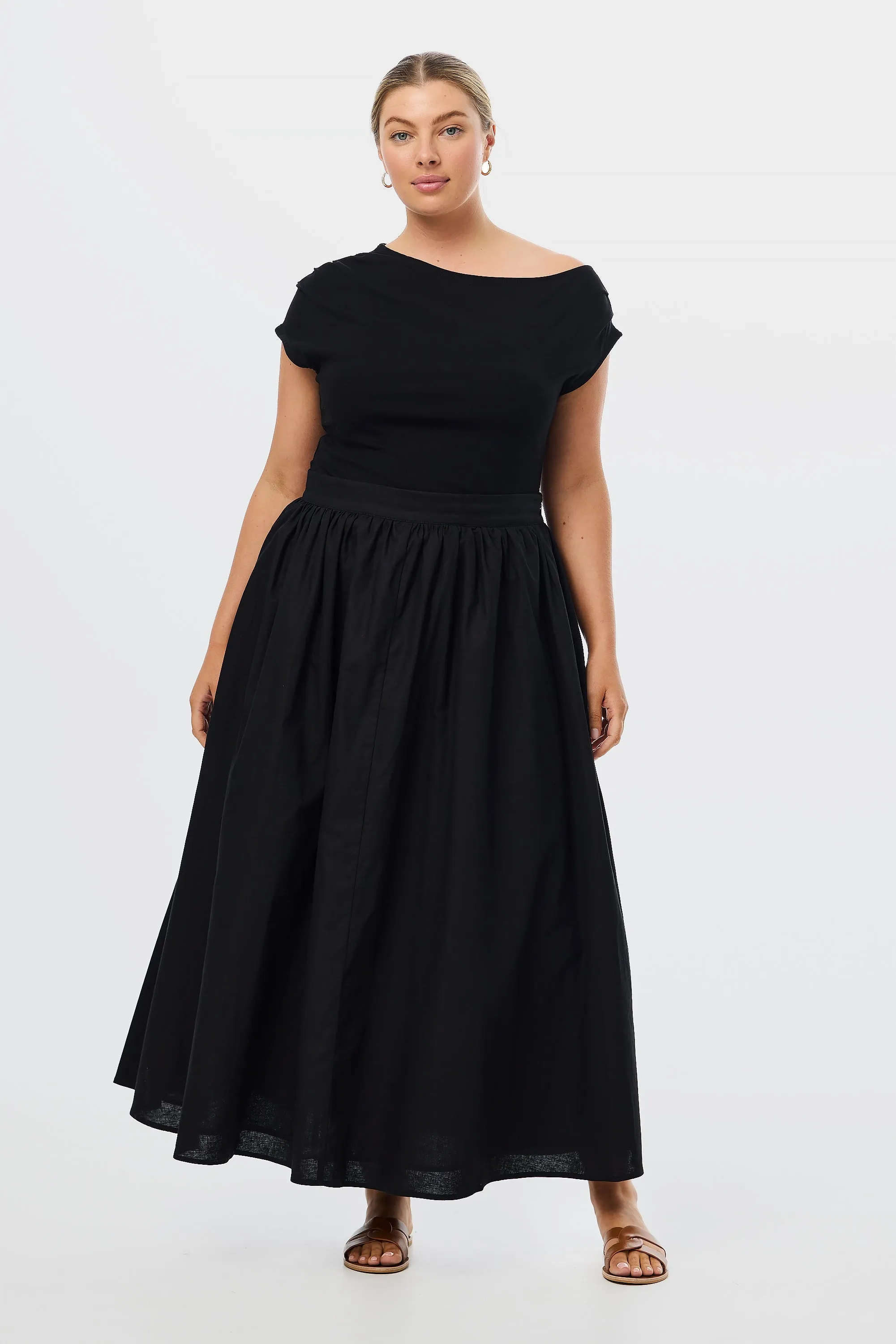 Maxi Linen Skirt - Black